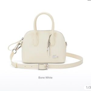 Lacoste hand bag with detachable shoulder strap, bone white